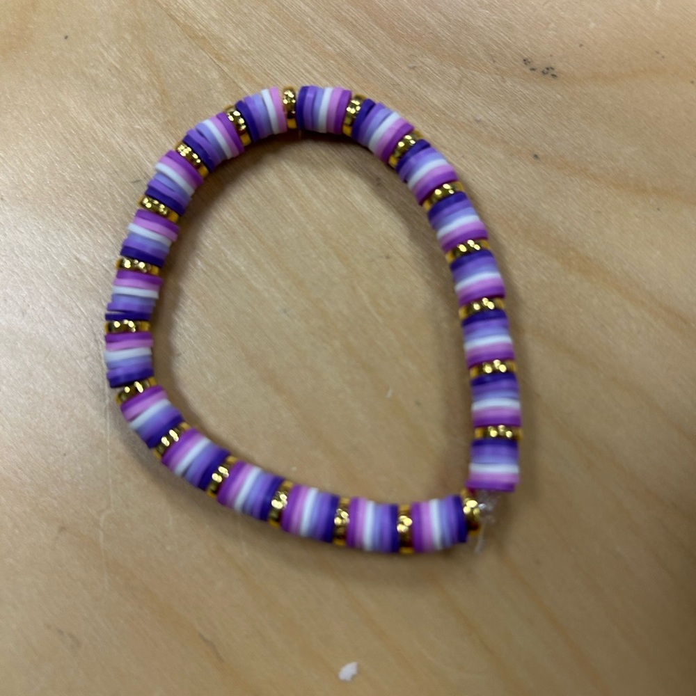 Vibrant Purple and Gold Beaded Bracelet